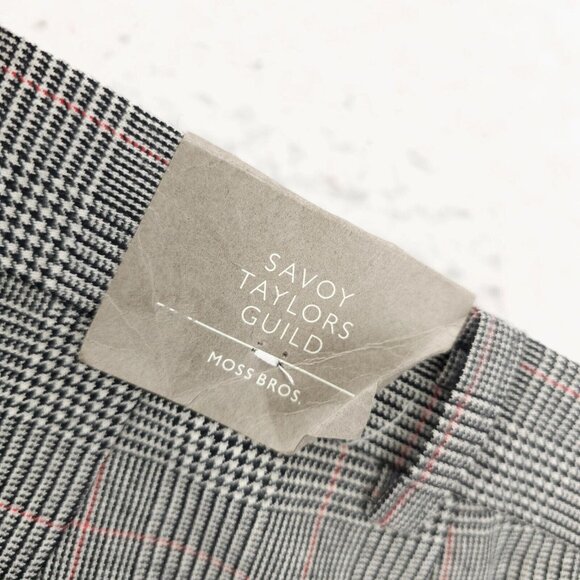 MOSS BROS Dress Pants Houndstooth Plaid Savoy Taylors Guild Regular Fit 38R - Picture 7 of 9